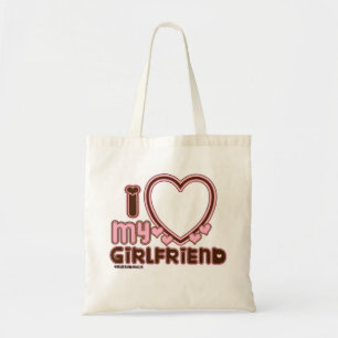 Sac fourre marron rose 'J'aime ma petite amie' ave