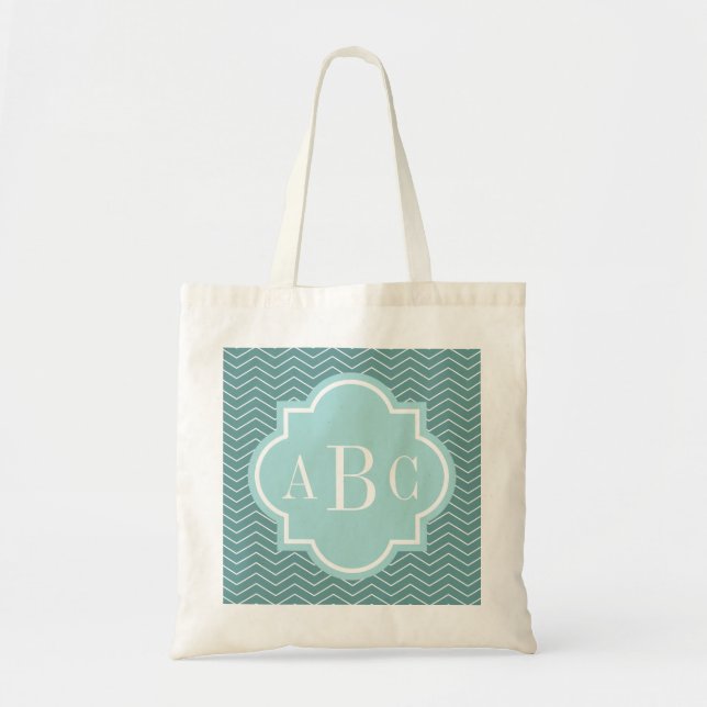 Sac fourre personnalisé bleu sarcelle à monogramme (Devant)