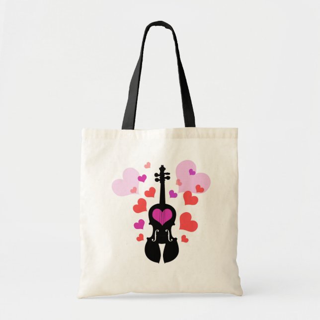 Sac fourre-tout à amour et à coeurs de violon (Devant)