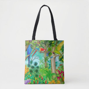 Sac fourre-tout à art de jungle de perroquet d'ar