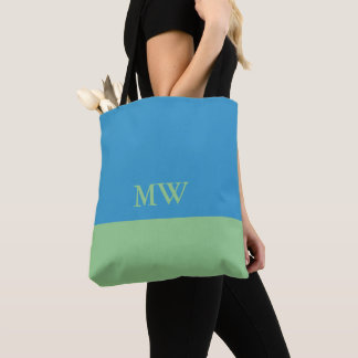 Sac fourre-tout à blocs de couleur monogramme bleu