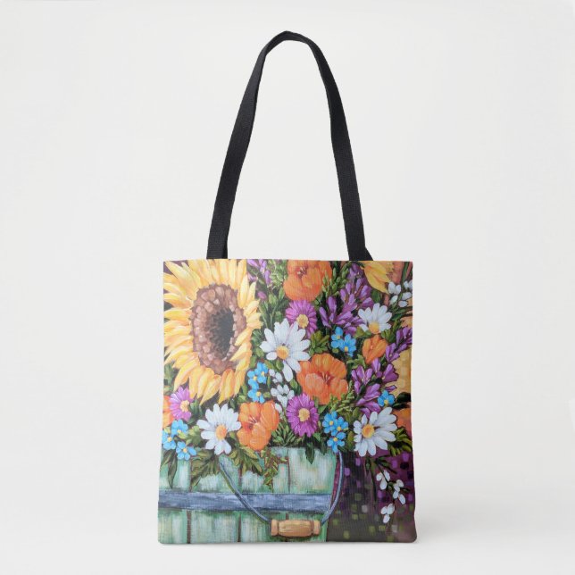 Sac fourre-tout "à bouquet de seau de fleur (Devant)