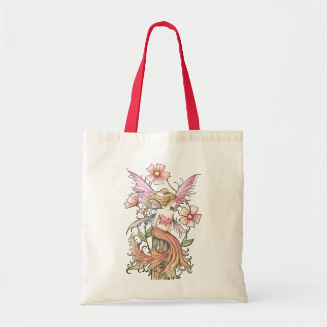 Sac fourre-tout à budget Fée à fleurs roses, épice (Devant)
