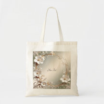 Sac fourre-tout à cadre floral blanc orné