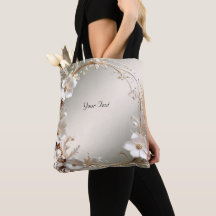 Sac fourre-tout à cadre floral blanc orné