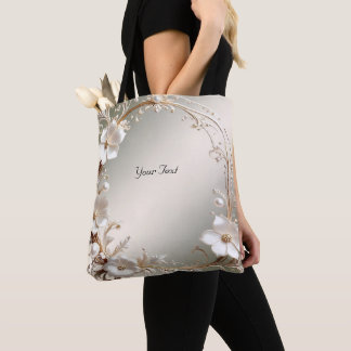 Sac fourre-tout à cadre floral blanc orné