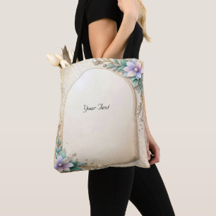Sac fourre-tout à cadre floral décoratif avec perl