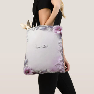 Sac fourre-tout à cadre floral rose