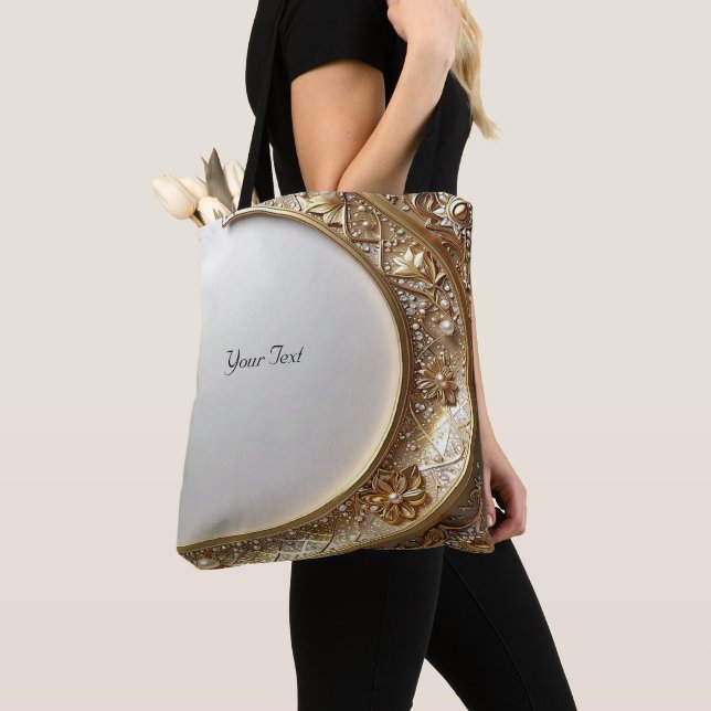 Sac fourre-tout à cadre orné doré (De près)