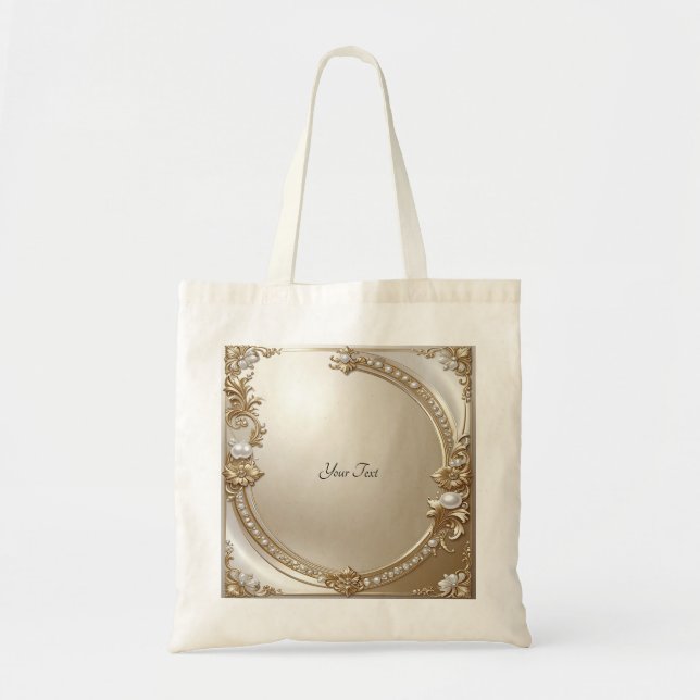 Sac fourre-tout à cadre orné doré avec perles (Devant)