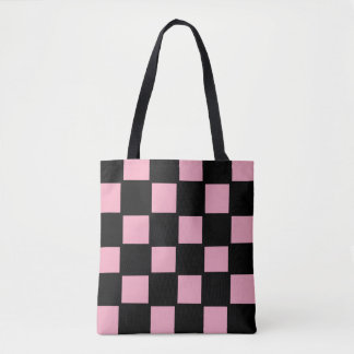 Sac fourre-tout à carreaux rose et noir