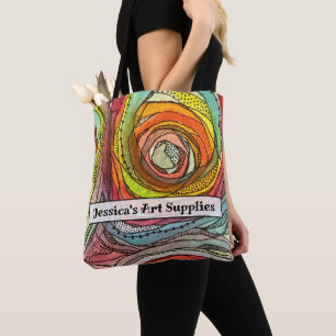 Sac fourre-tout à cercles aquarelles colorés avec