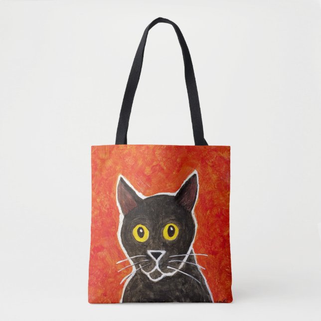 Sac fourre-tout à chat noir (Devant)