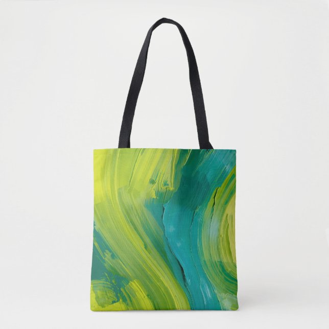 Sac fourre-tout à coup de pinceau vert abstrait –  (Devant)