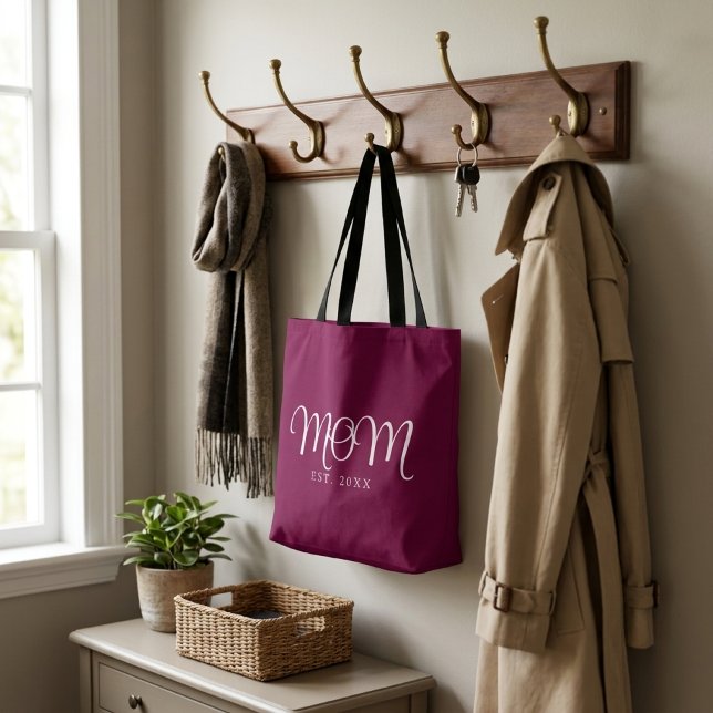Sac fourre-tout à écriture blanche Cadeau pour nou (Mom Established New Mom Gift White Script Tote Bag
)