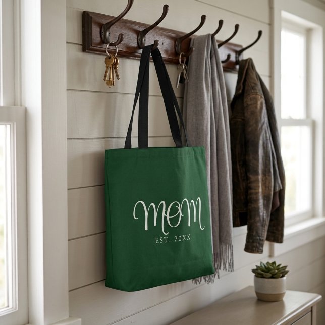 Sac fourre-tout à écriture blanche Cadeau pour nou (Mom Established New Mom Gift White Script Tote Bag
)