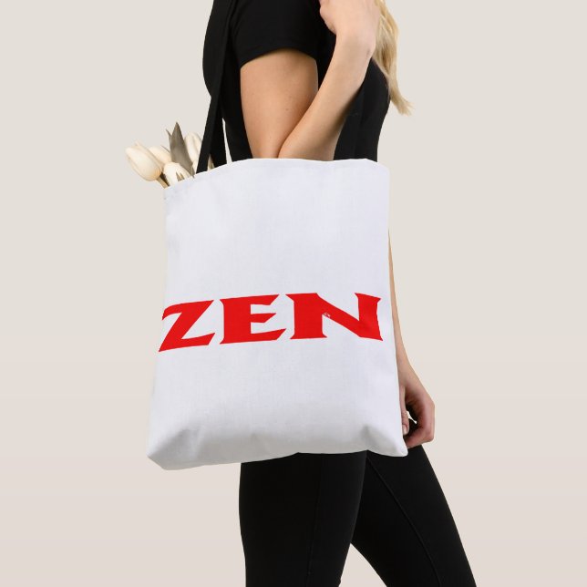 Sac fourre-tout à épaule blanc rouge zen (De près)