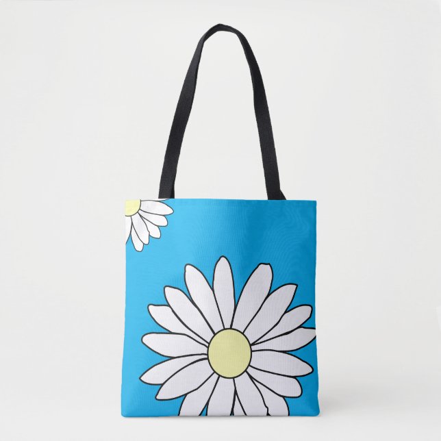 Sac fourre-tout à épaule - Bleu marguerite d'été (Devant)