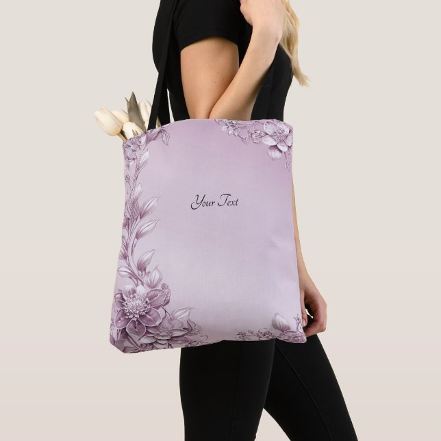 Sac fourre-tout à feuillage floral rose (De près)