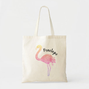 Sac fourre-tout à Flamant rose avec le nom