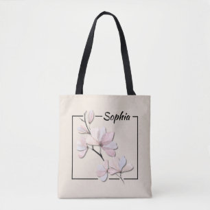 Sac fourre-tout à fleur de magnolia à aquarelle pe