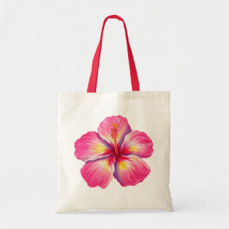 Sac fourre-tout à fleur d'hibiscus rose 