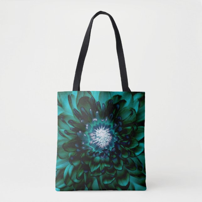 Sac fourre-tout à fleurs bleu aqua profond (Devant)
