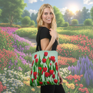 Sac fourre-tout à fleurs de tulipe rouge