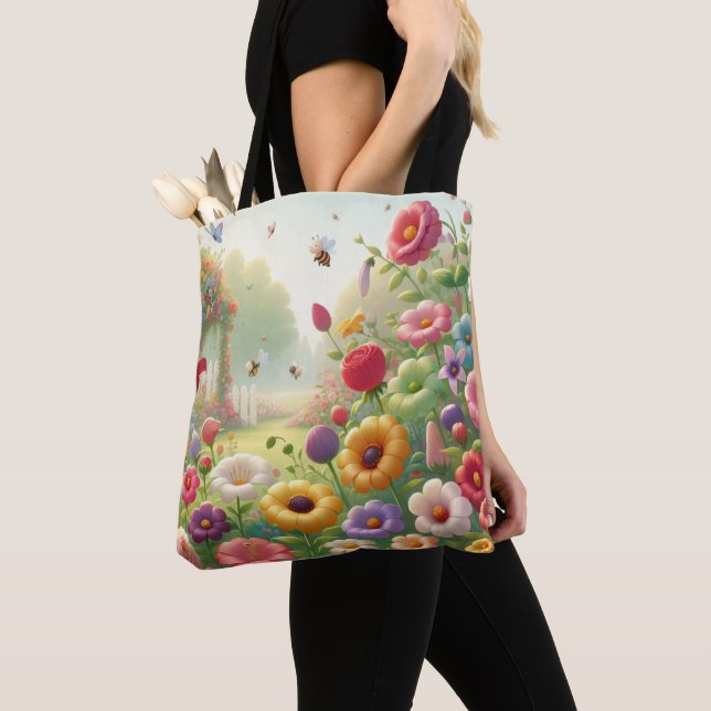 Sac fourre-tout à fleurs du jardin de printemps (De près)
