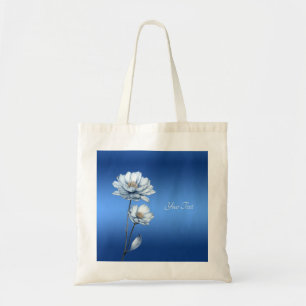 Sac fourre-tout à fleurs en aquarelle bleue