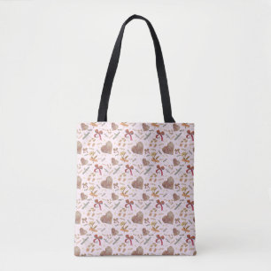 Sac fourre-tout à fleurs et cœurs en papier vintag