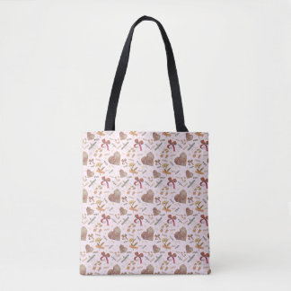 Sac fourre-tout à fleurs et cœurs en papier vintag