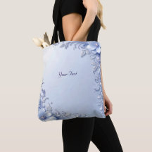 Sac fourre-tout à fleurs ornementales bleues avec