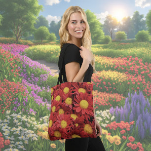 Sac fourre-tout à fleurs Red Daisy