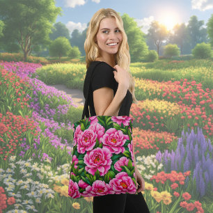 Sac fourre-tout à fleurs rose Peony