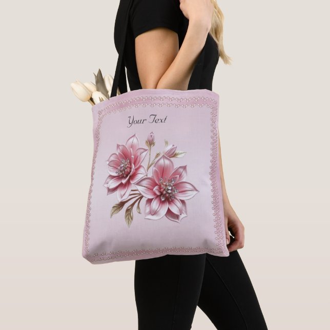 Sac fourre-tout à fleurs roses modernes (De près)