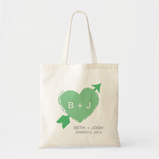 Sac fourre-tout à illustration de coeur de vert de (Devant)