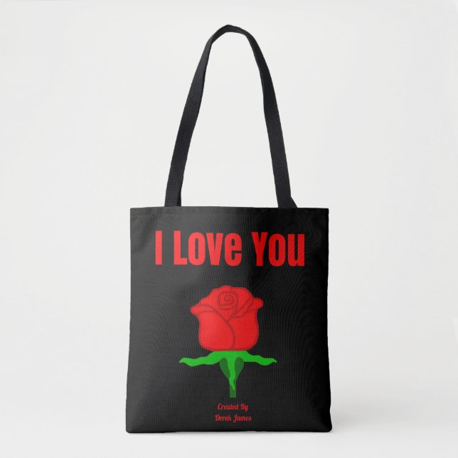 Sac fourre-tout à impression de rose rouge je (Devant)