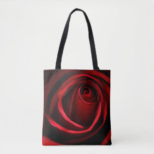 Sac fourre-tout à impression de rose rouge, moyen