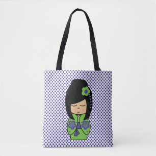 Sac fourre-tout à impression intégrale Kokeshi Pou