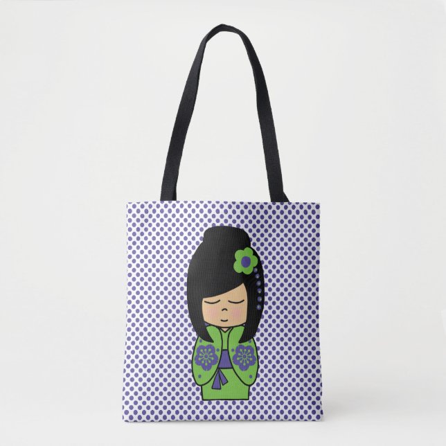 Sac fourre-tout à impression intégrale Kokeshi Pou (Devant)