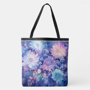 Sac fourre-tout à impression multi-bleue de pivoin