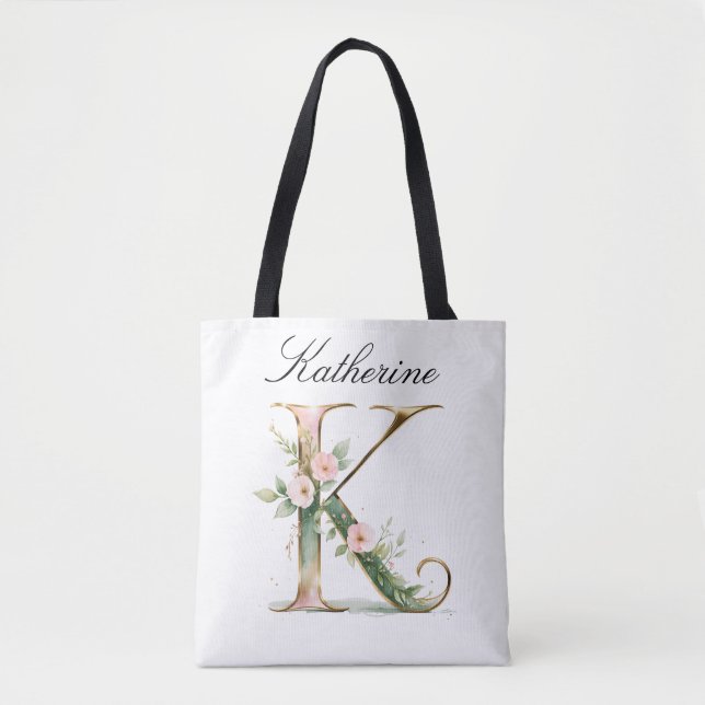 Sac fourre-tout à impression totale lettre florale (Devant)