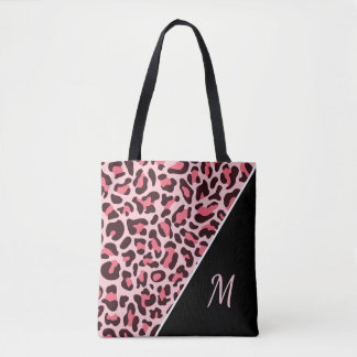 Sac fourre-tout à imprimé léopard rose et monogram