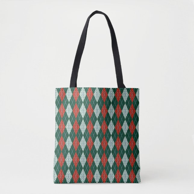 Sac fourre-tout à imprimé total aspect tricot vert (Devant)