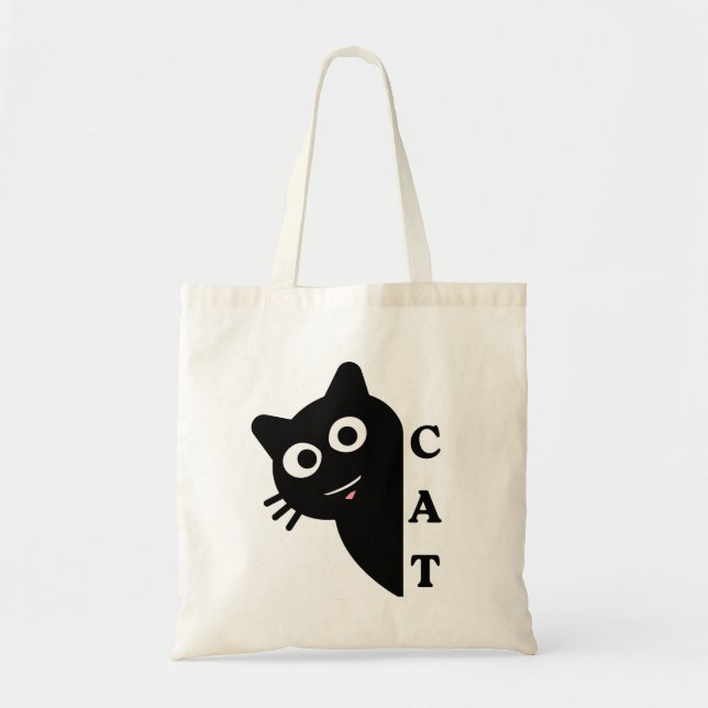 Sac fourre-tout à jeu de mots sur chat noir mignon (Devant)