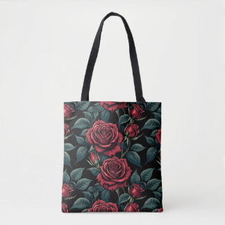 Sac fourre-tout à la rose rouge gothique victorien