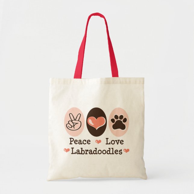 Sac fourre-tout à Labradoodles d'amour de paix (Devant)
