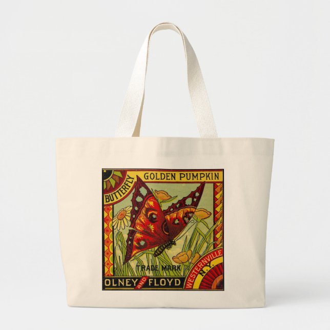 Sac fourre-tout à l'étiquette vintage avec papillo (Devant)