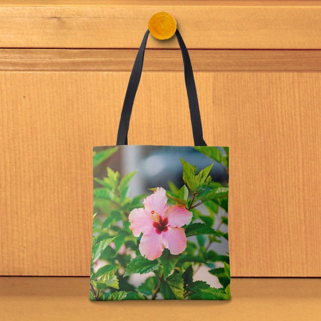 Sac fourre-tout à l'hibiscus rose (Tote bag with pink hibiscus)